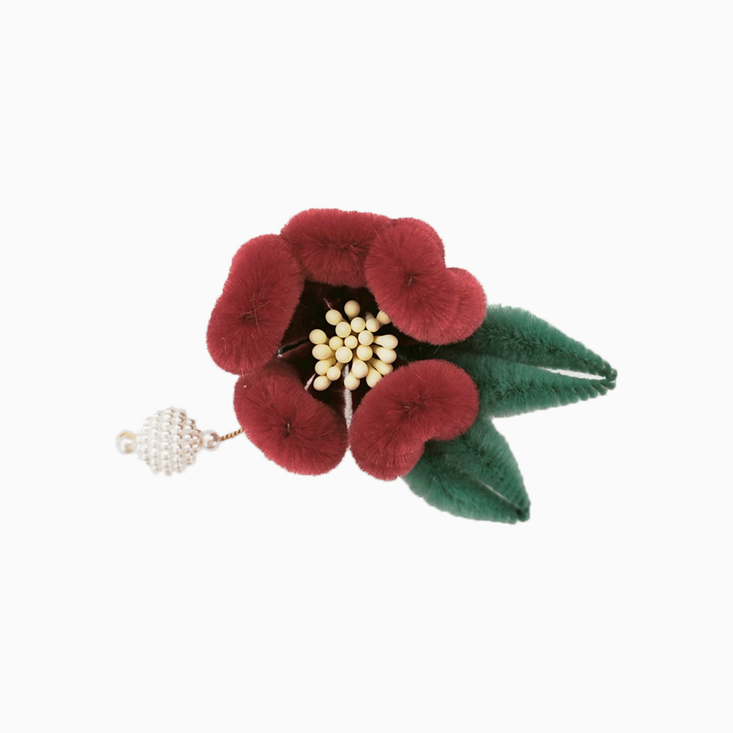 Plush flower hair clip