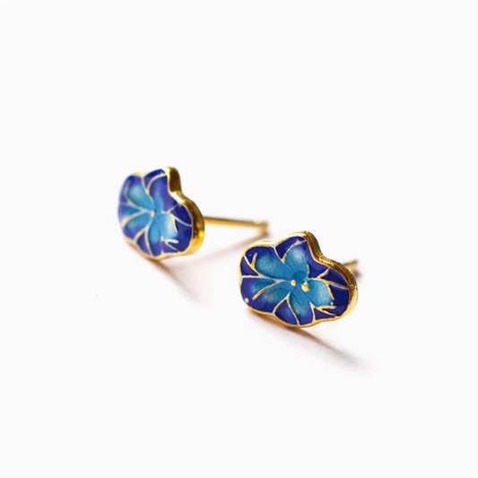 Lotus leaf enamel earrings